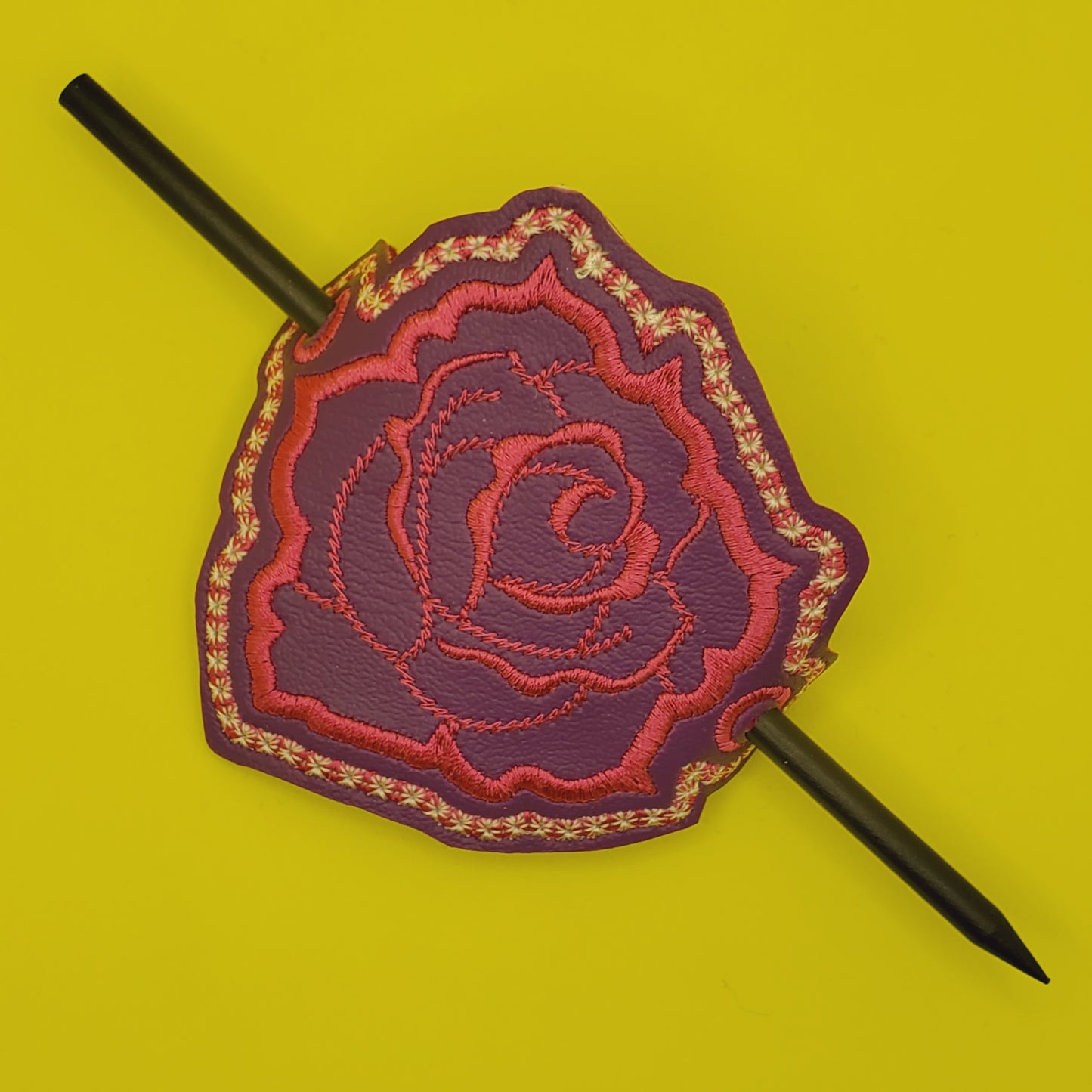 Rose Hair Barrette w/black stick